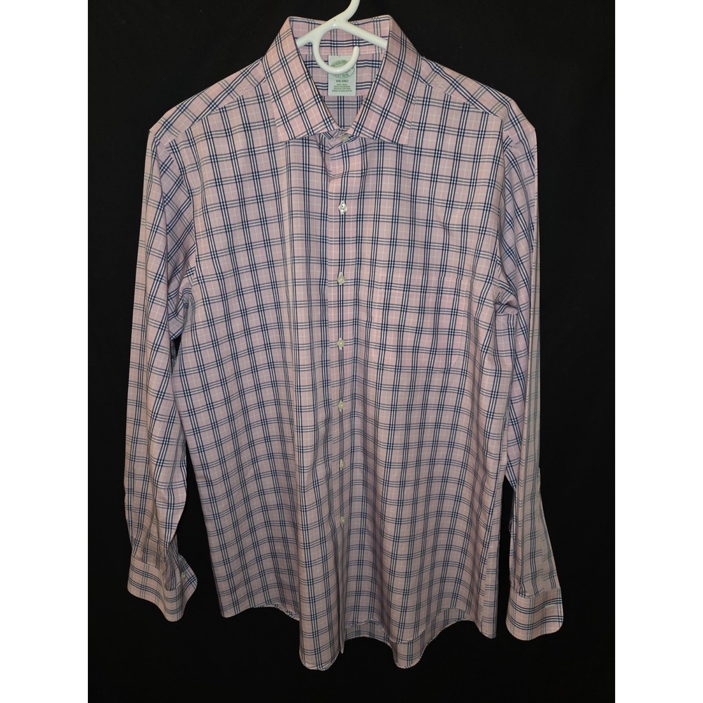 Brooks Brothers Button Up Shirt Men Large 16 1/2 x 34 Pink French Cuff Milano